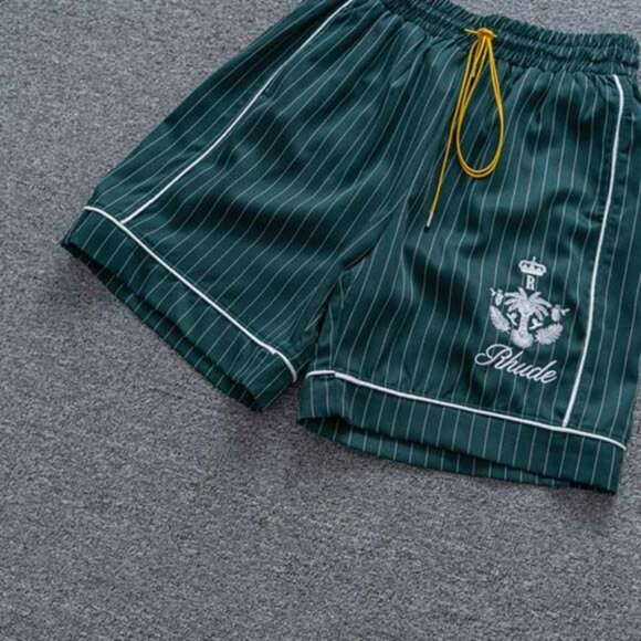 Rhude Jacquard Check Embroidered Logo Shorts Green - Picture 3 of 6